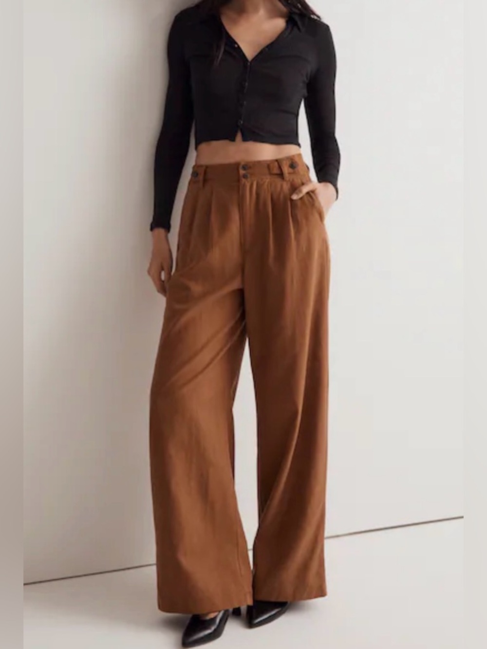 Madewell Wide-Leg Trousers in Brown